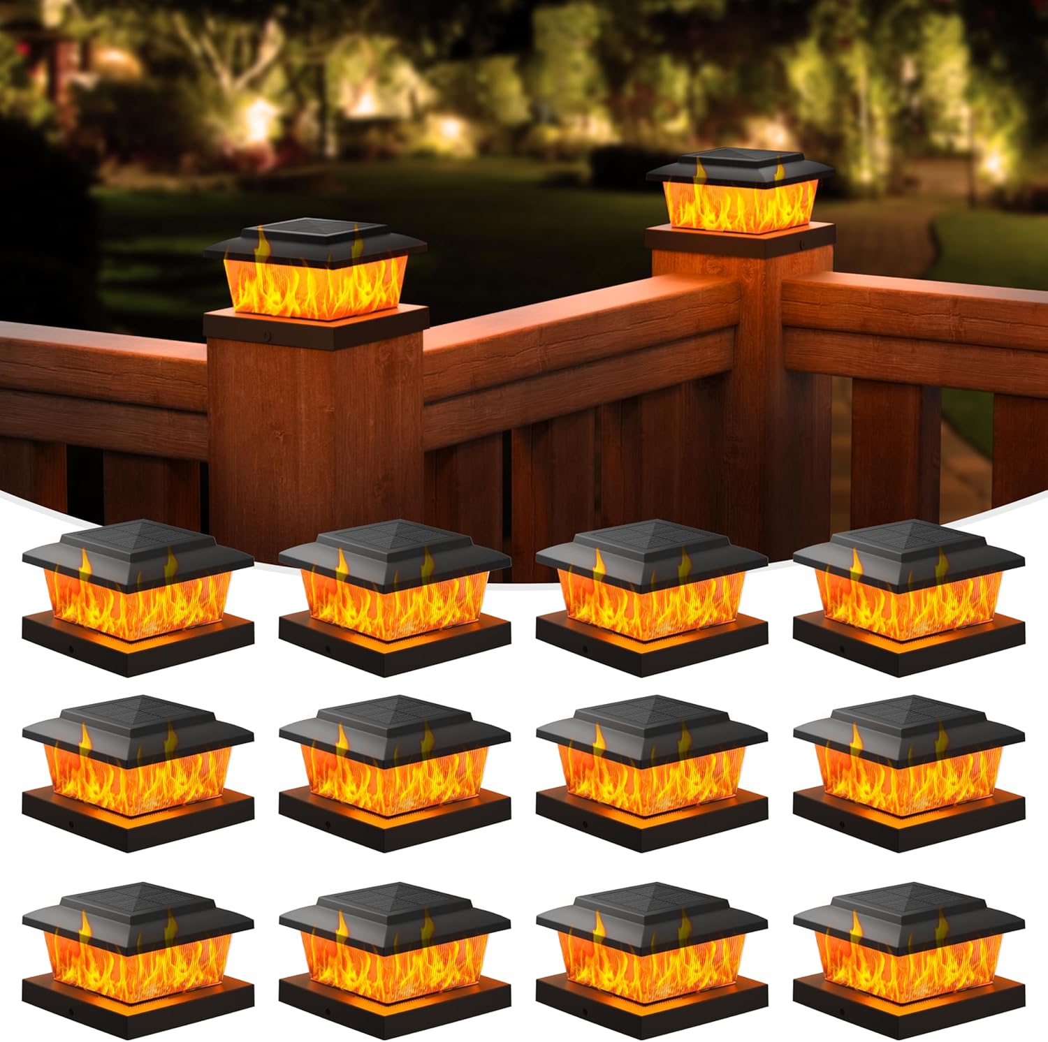 VOLISUN Solar Fence Post Cap Lights for Outdoor Decks and Fences