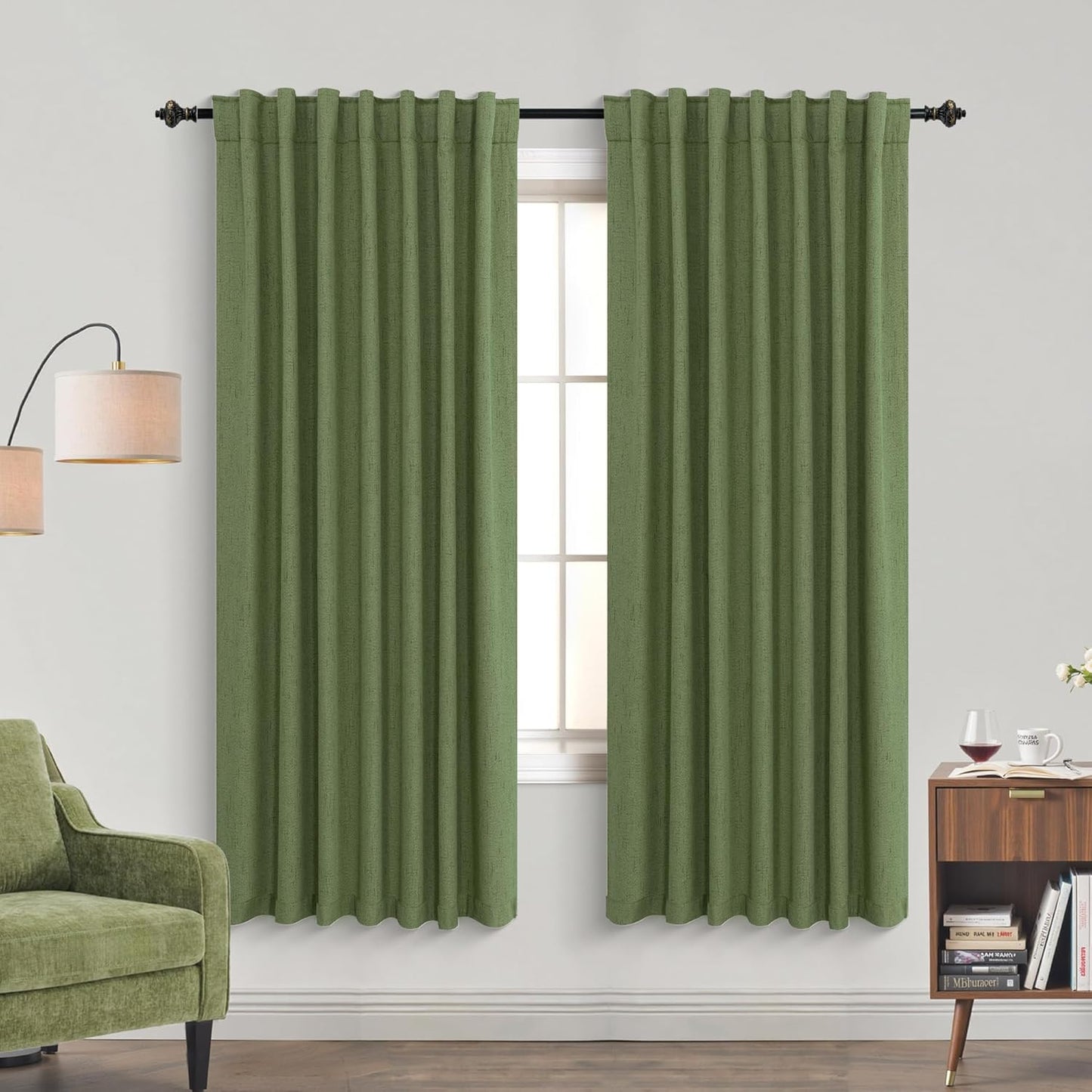 KOUFALL Army Green Blackout Curtains for Kids Bedroom Decor