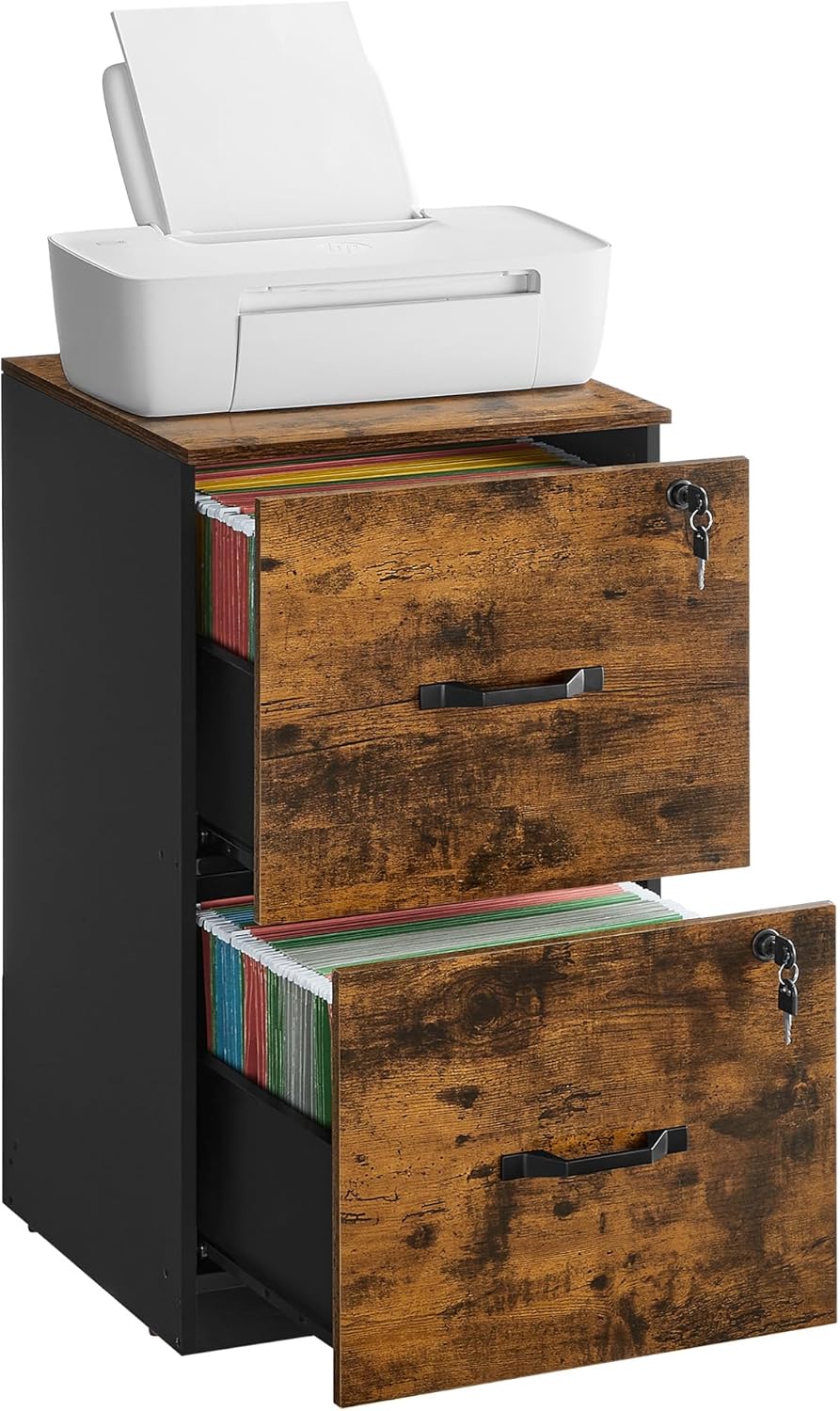 VASAGLE 2 Drawers File Cabinet with Lock for Home Office Use