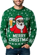 Ugly Christmas Sweater Men Funny Snowflake Santa Pullover - Cozy