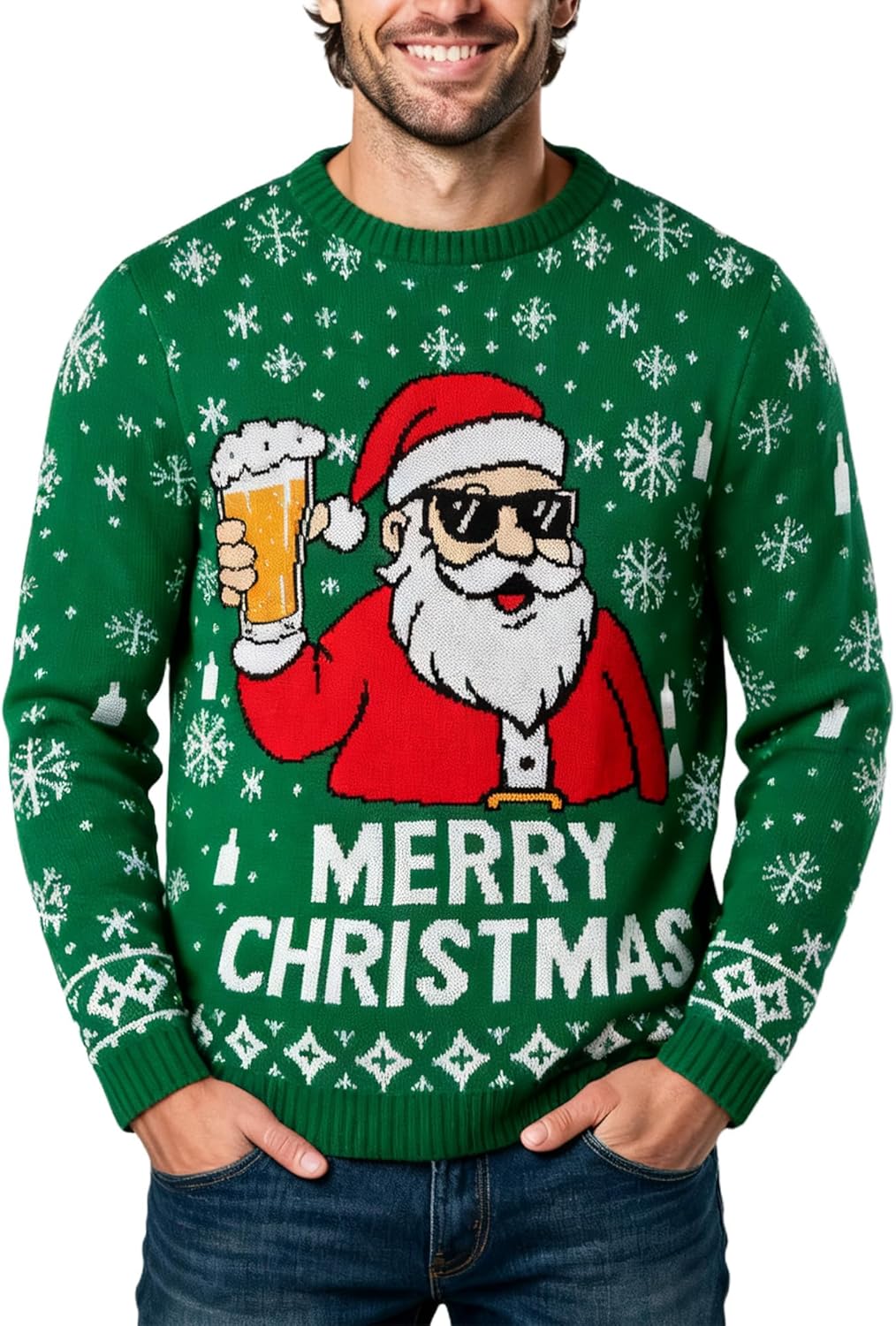 Funny Snowflake Santa Ugly Christmas Sweater for Men