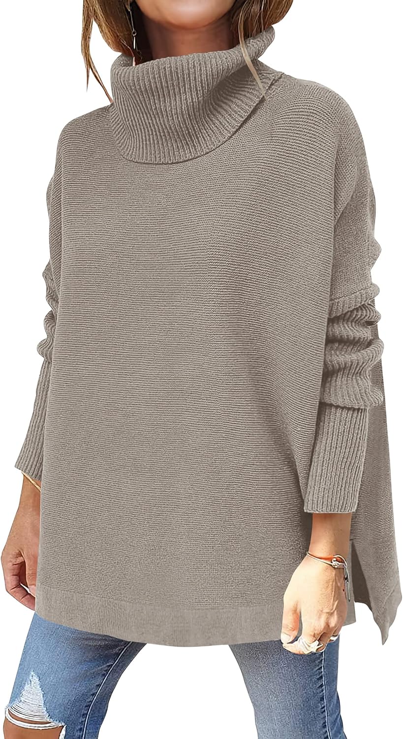 Oversized Turtleneck Batwing Sleeve Sweater for Fall Fashion