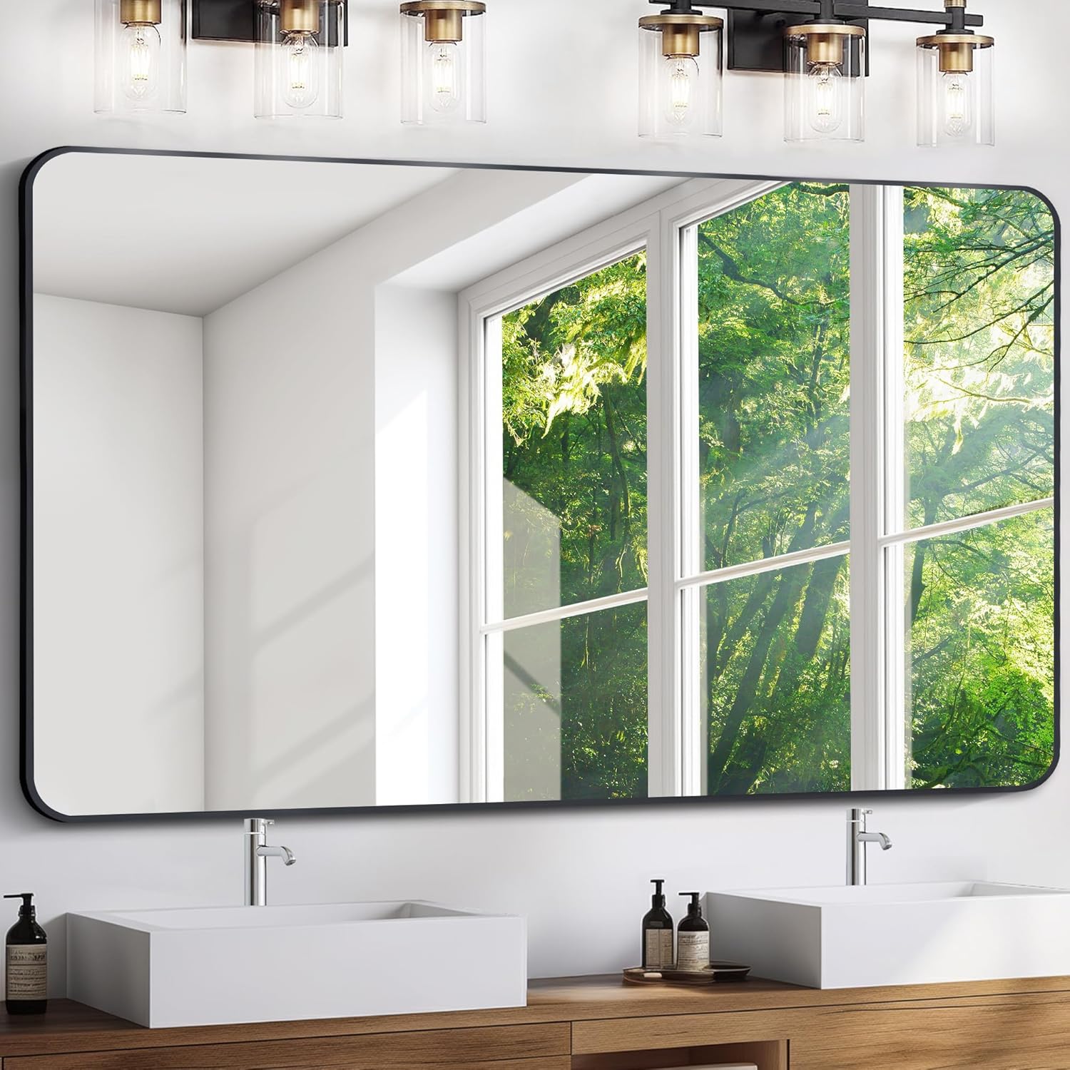 Large Bathroom Mirror 36 x 55 Inches with Rounded Corners