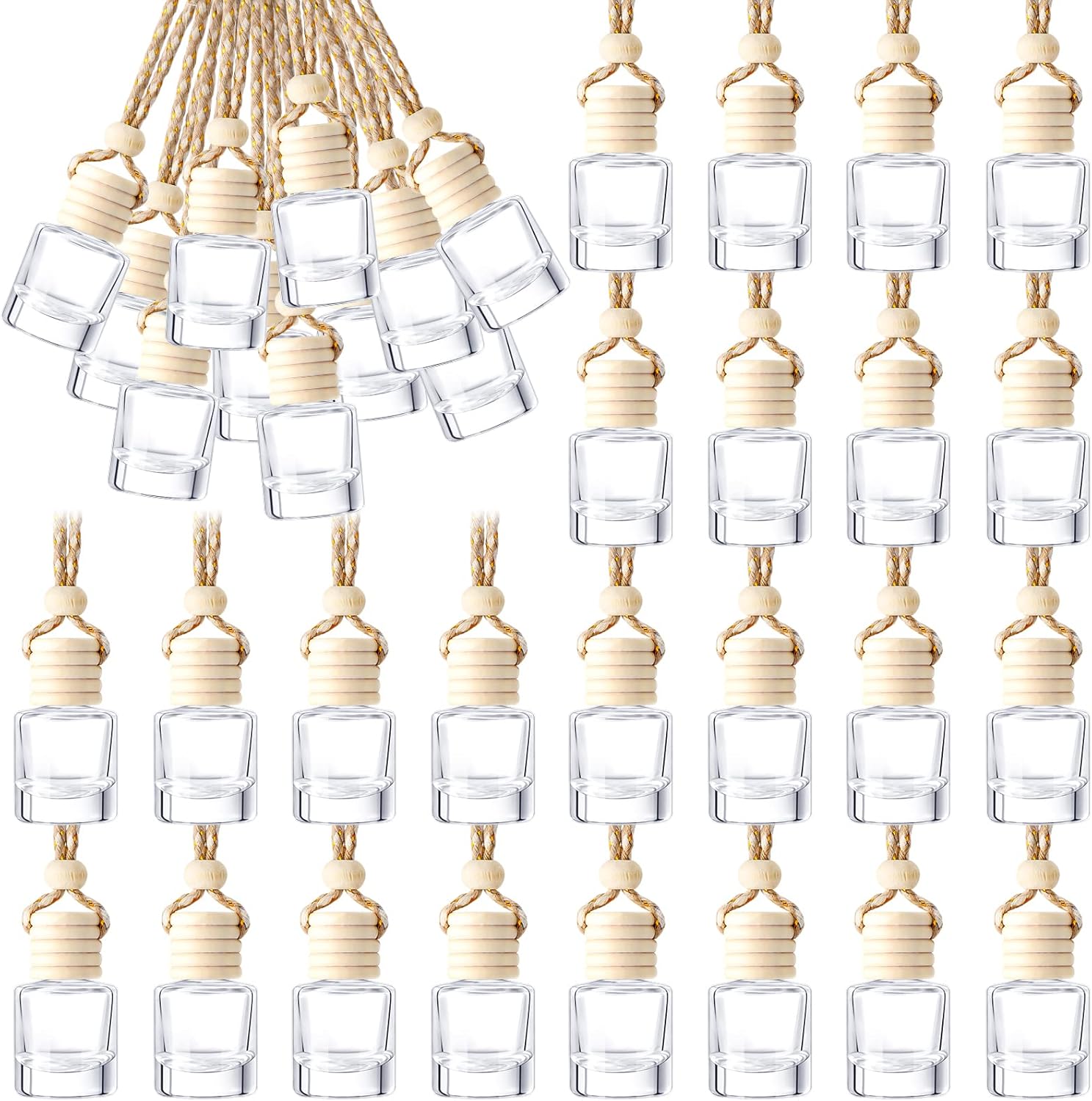 50 Hanging Car Air Freshener Bottles - Essential Oil Aromatherapy Pendant