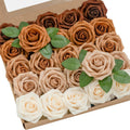 Ling's Moment 50Pcs 3in Walnut Brown Roses - Realistic Foam Flowers