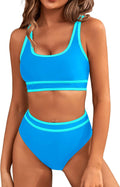 Women's High Waisted Bikini Set Sporty Two Piece - Flattering Fit