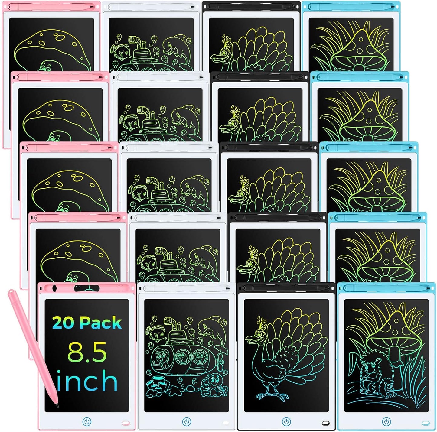 20 Pack LCD Writing Board for Kids - Doodle Reusable Pads