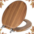 Round Toilet Seat Molded Wood with Zinc Alloy Hinges for Comfort