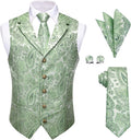Mens Suit Vest 4PC Silk Paisley Vest with Necktie and Cufflinks