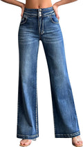 Women's Wide Leg Jeans High Waisted Stretch Baggy Loose Denim Pants