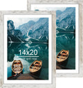 14x20 Picture Frame Set of 2 - Distressed White Wood Style
