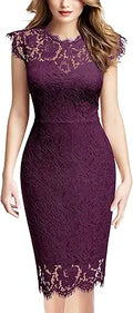 Miusol Retro Floral Lace Slim Evening Cocktail Mini Dress - Sleek Fit
