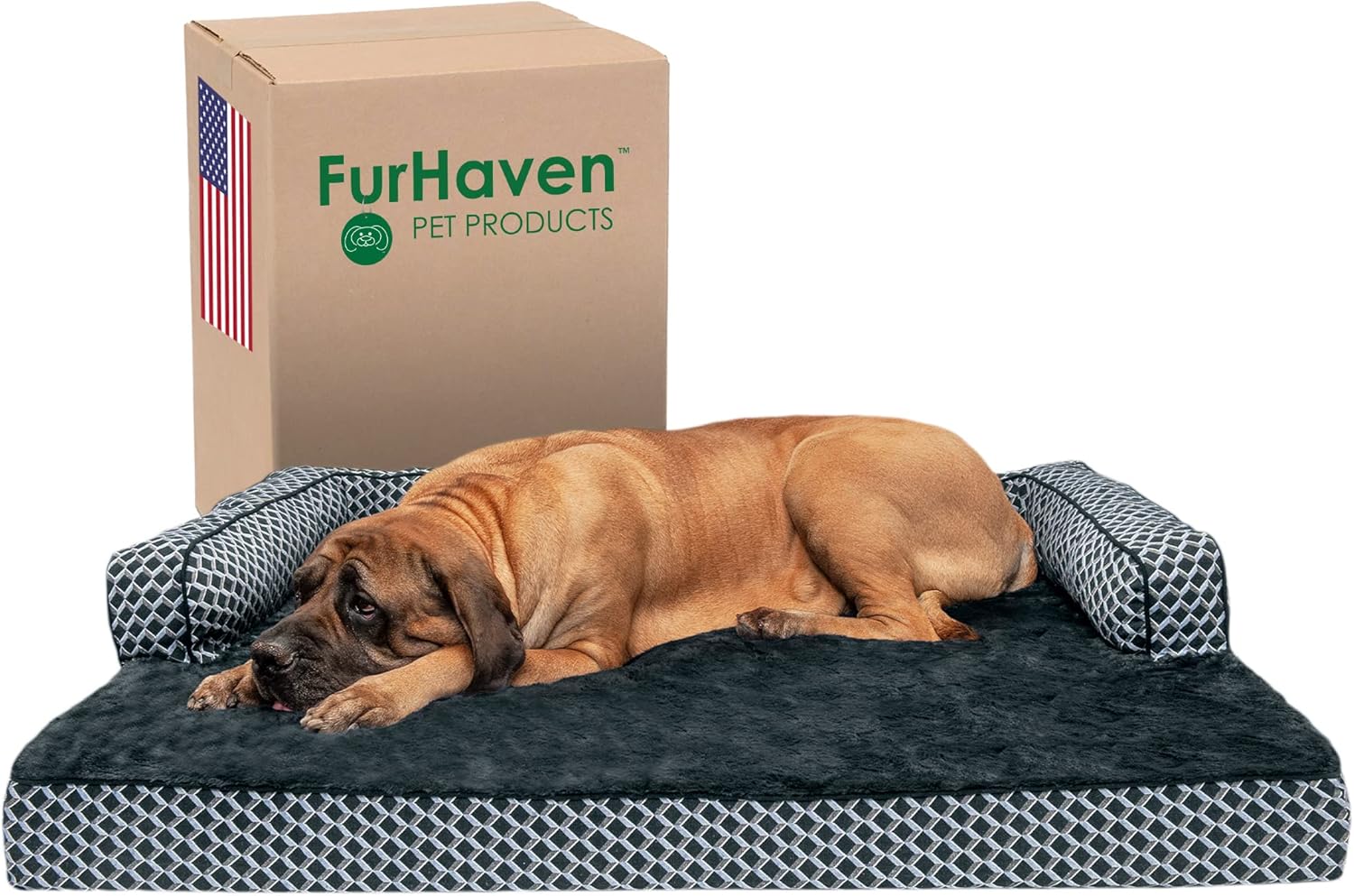 Furhaven Orthopedic Dog Bed for Large Dogs with Removable Bolsters