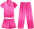 Silk Pajamas for Women 3 Piece Satin PJs Set - Soft, Versatile