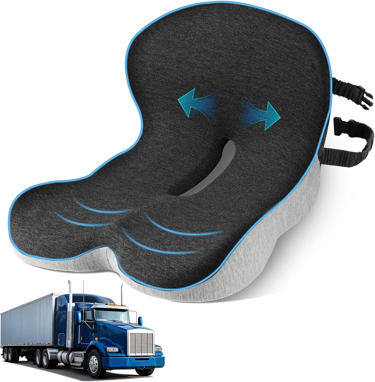 Trucker Seat Cushions for Long Sitting with Lumbar Support