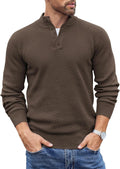Men's Quarter Button Mock Neck Sweater - Lightweight Waffle Henley 4