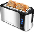 Elite Gourmet Long Slot 4 Slice Toaster - Wide Slots for Bagels