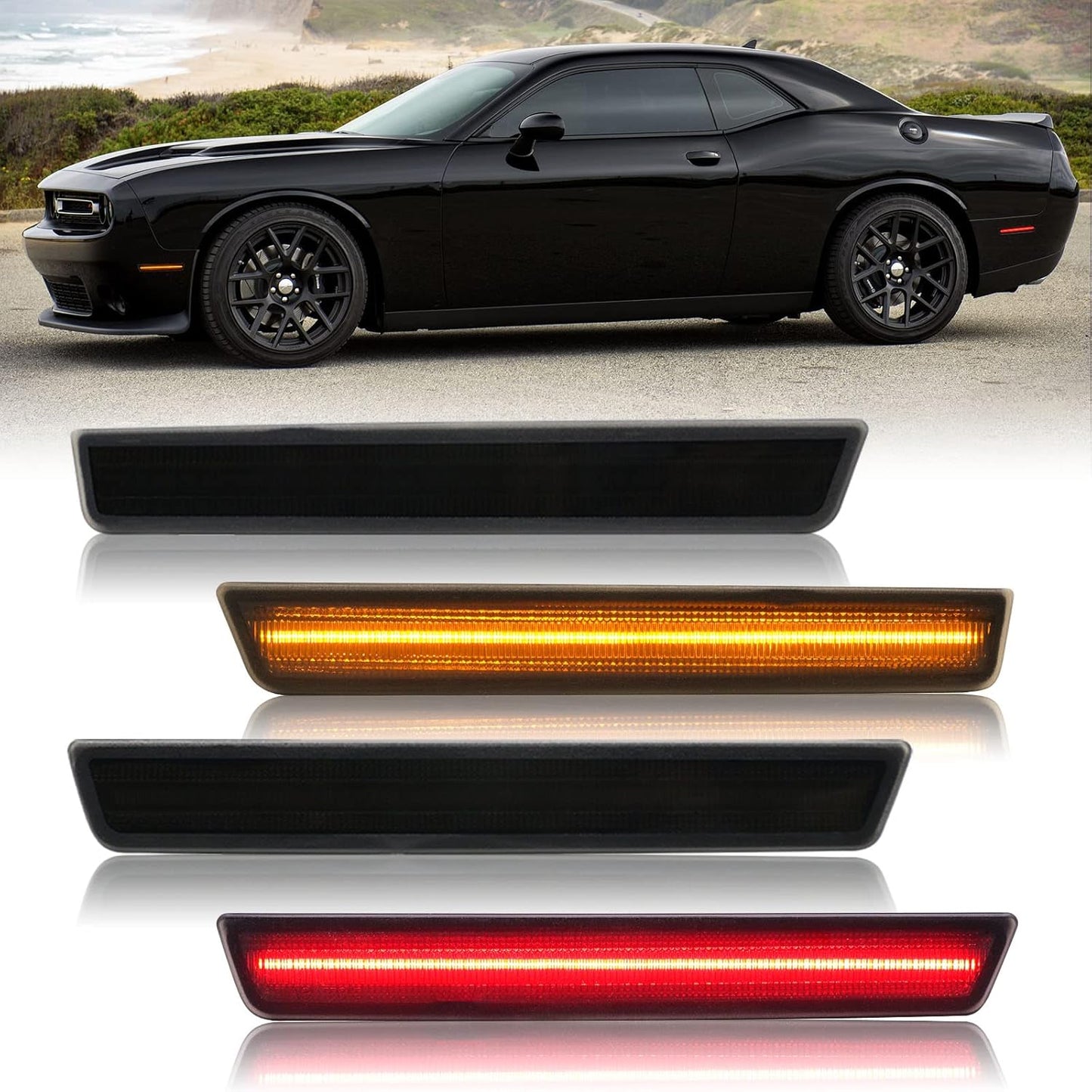 LED Amber Red Side Marker Lights for Challenger 2015-2023