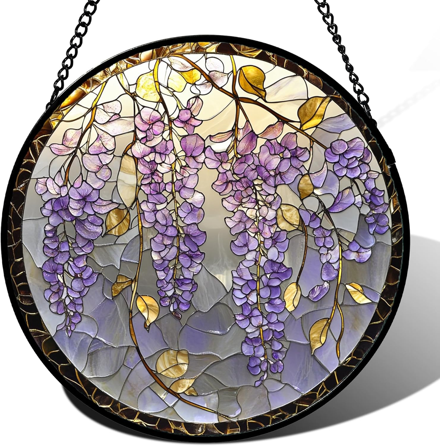 Stained Glass Window Hanging Wisteria Flower Sun Catcher Gift