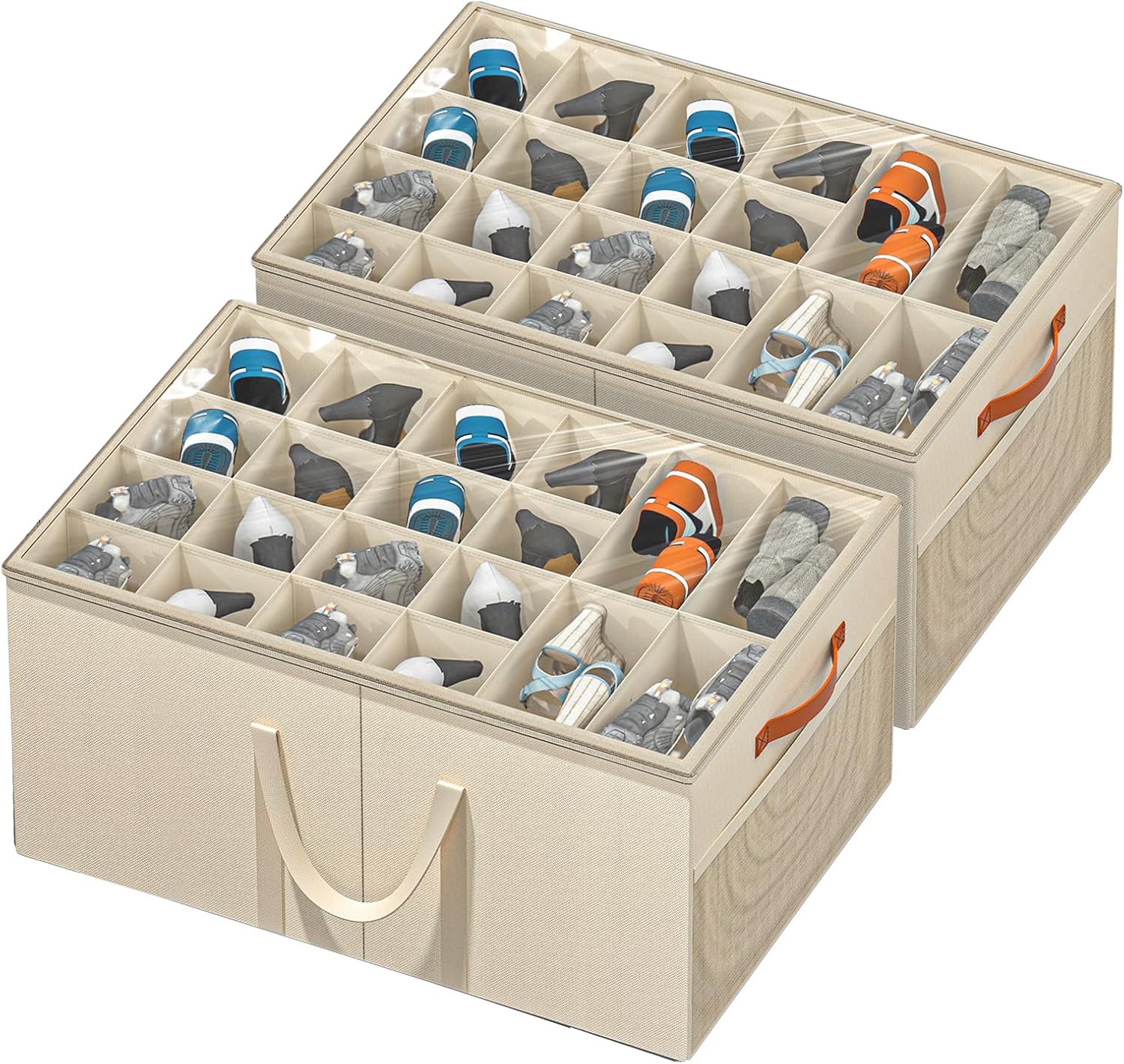 Aokeyee Shoe Storage Organizer for Closet - Large Capacity Boxes