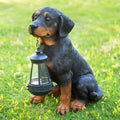 Garden Dog Statues Outdoor Decor 13ft Solar Rottweiler - Solar LED