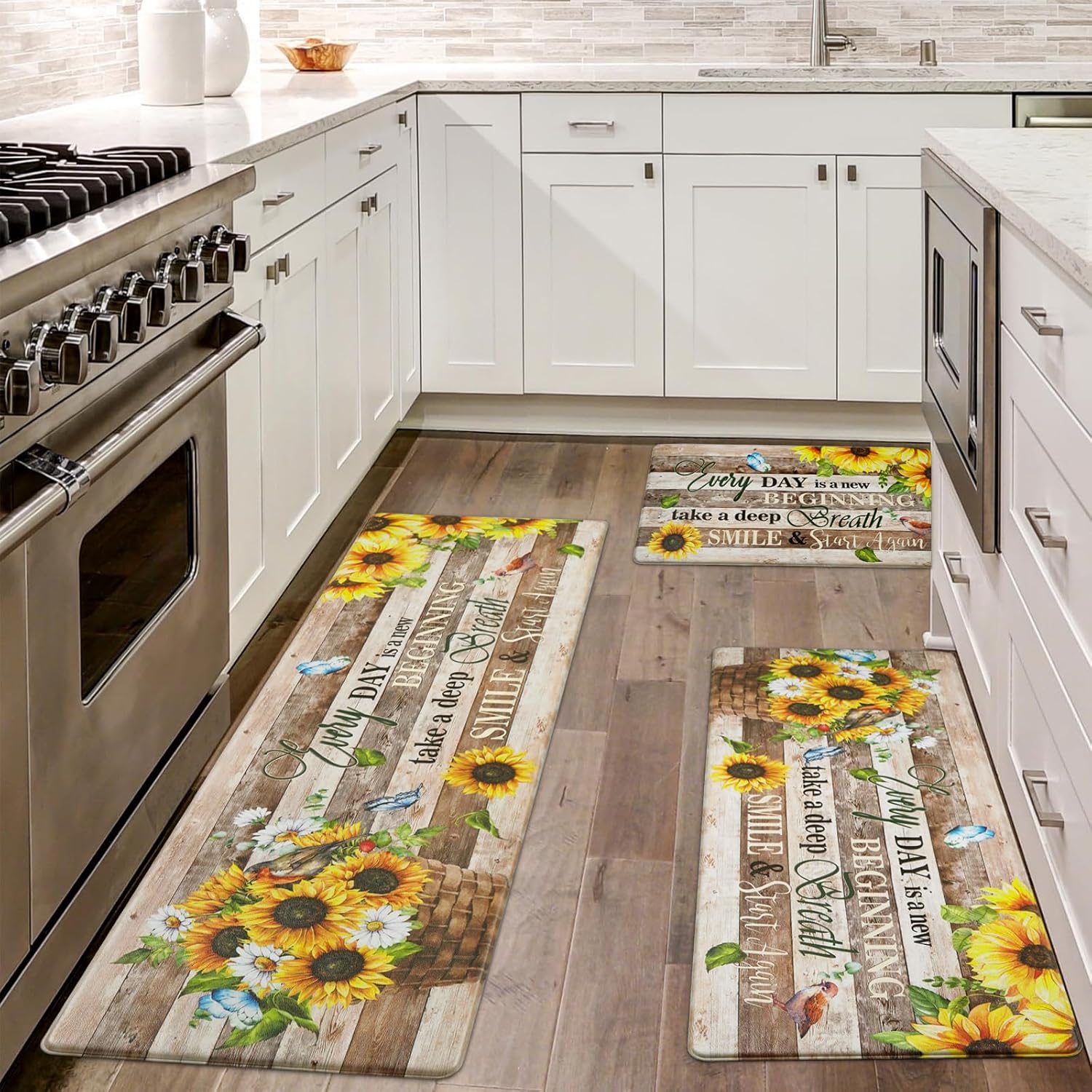 Likiyol Sunflower Kitchen Mats for Floor - Comfort & Style