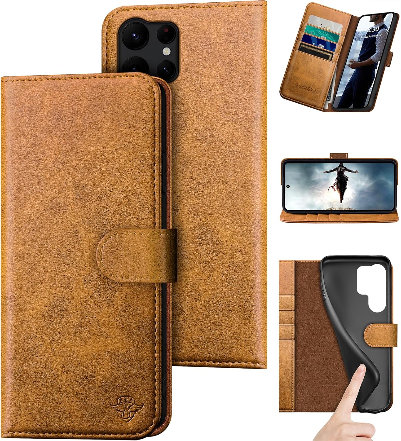 Compatible with Samsung Galaxy S25 Ultra Genuine Leather Wallet Case