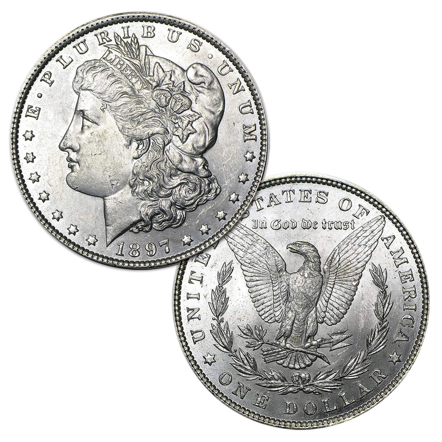 USA 1897 P Morgan Silver Dollar Coin - Brilliant Uncirculated $1