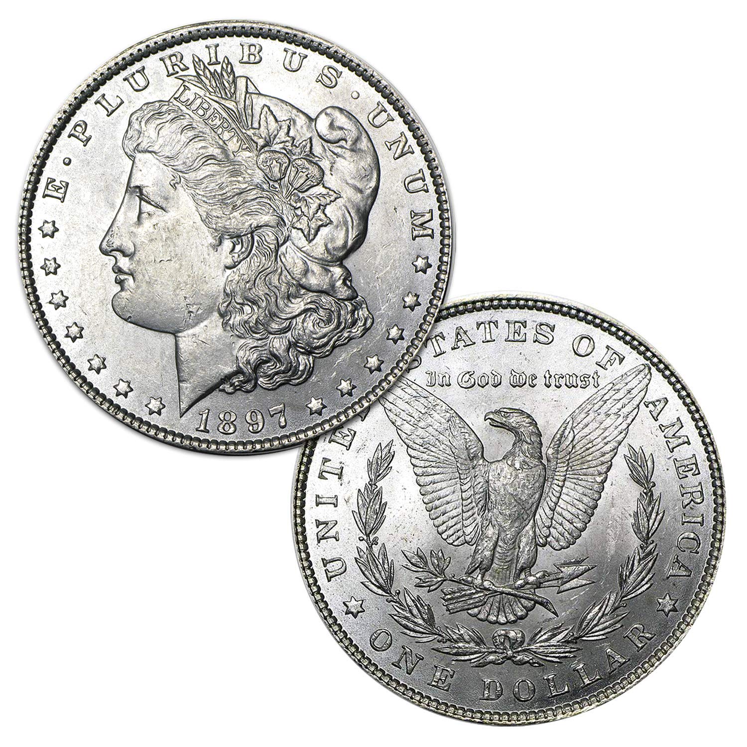 USA 1897 P Morgan Silver Dollar Coin - Brilliant Uncirculated $1