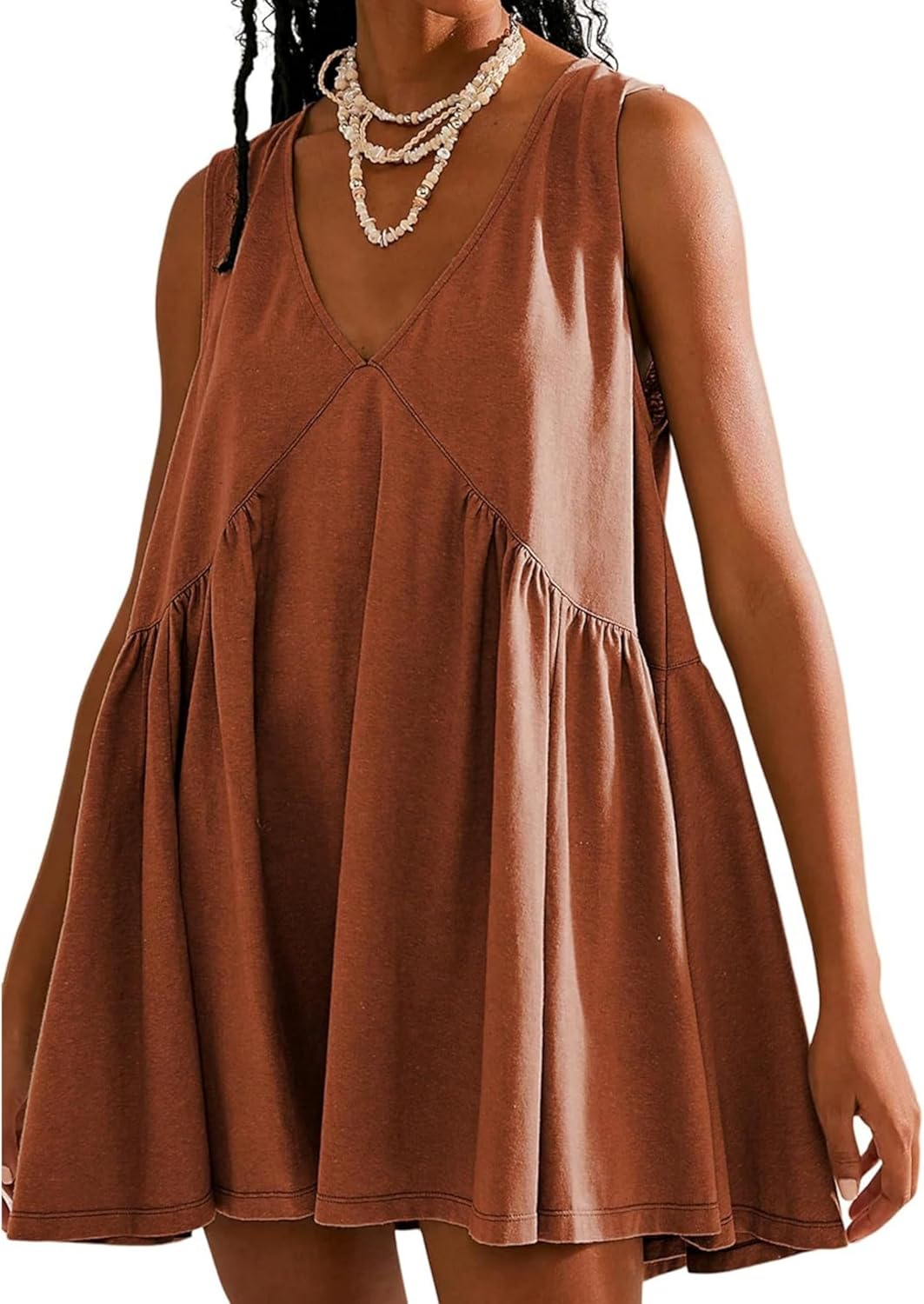 OPCAKM Women's V Neck Sleeveless Mini Dress for Summer Fun