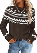 Striped Pullover Sweater Trendy Crew Neck Long Sleeve - Cozy Fit Shoes