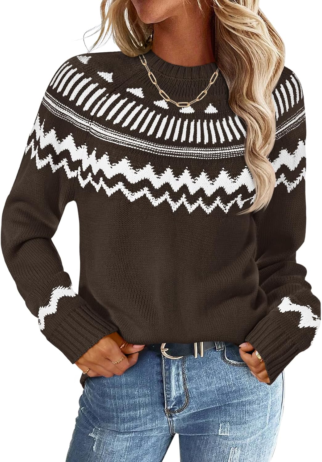 Trendy Fall Winter Striped Pullover Sweater for Women
