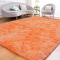 Fluffy Rug for Bedroom Living Room, 5x7 Orange Area Rugs