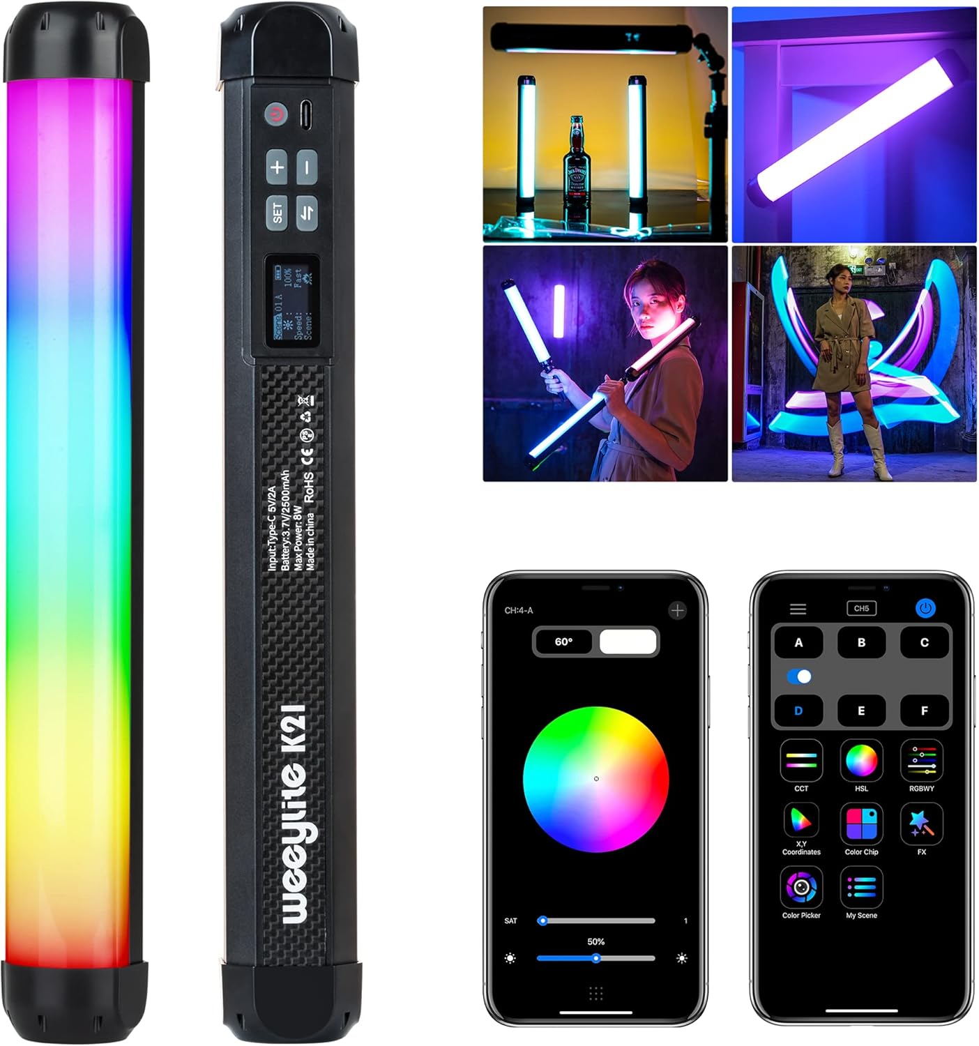 Weeylite K21 RGB LED Stick Light for Photography and Video
