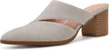 Women's Cutout Backless Mules Slip On Closed Toe Chunky Heeled Sandals