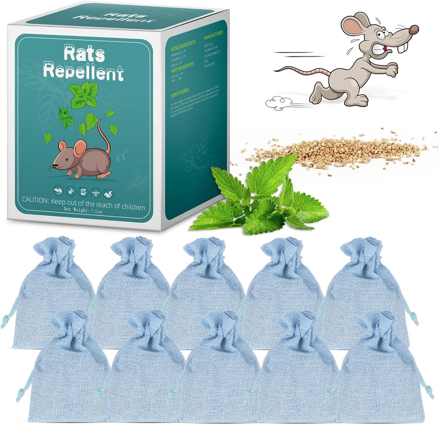 Peppermint Oil Rat Repellent - 10 Pack Pouches