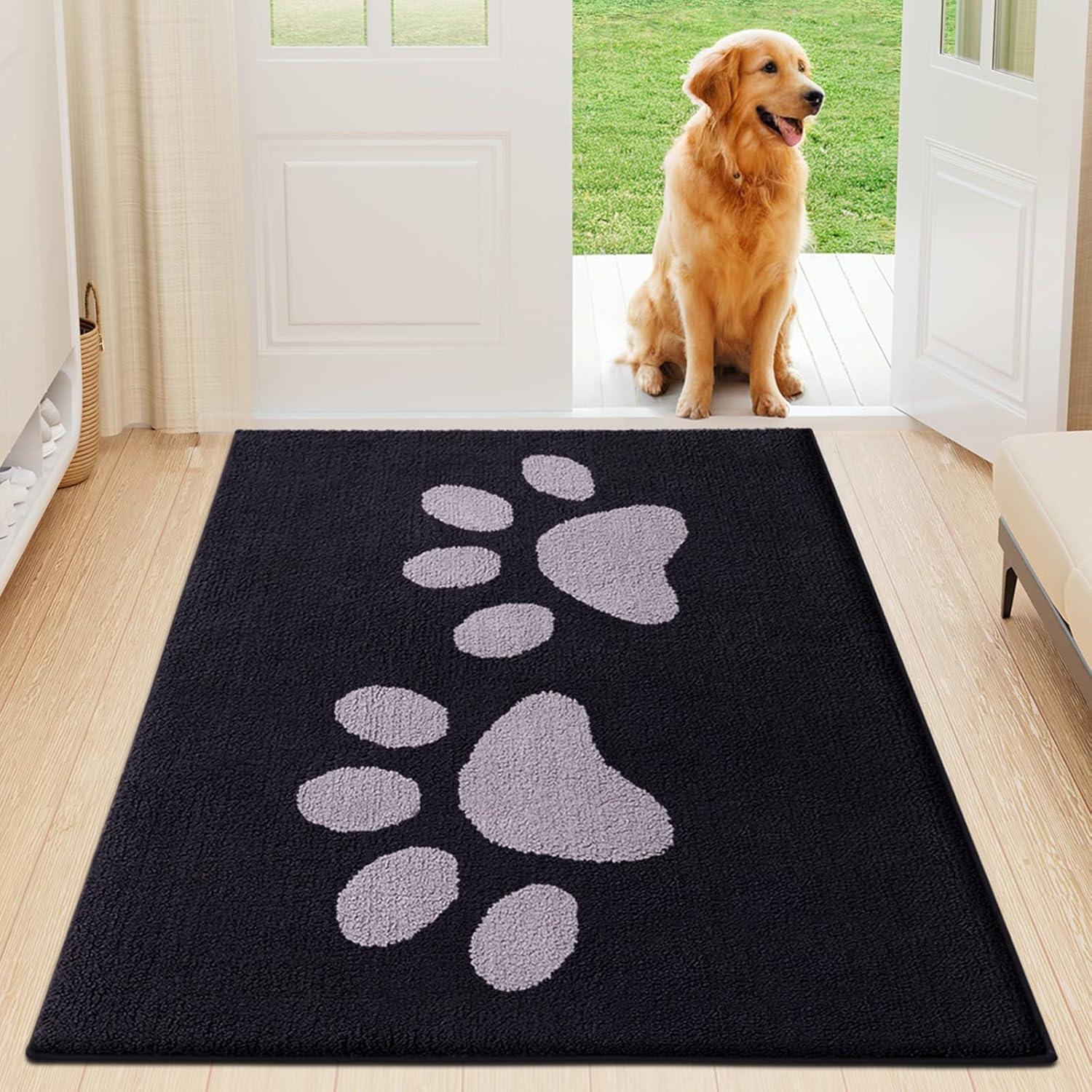 Buganda Dog Door Mat for Muddy Paws - Absorbent and Washable