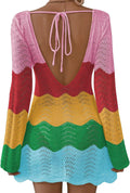 Womens Crochet Long Sleeve Backless Swimsuit Cover Up - Beach Ready