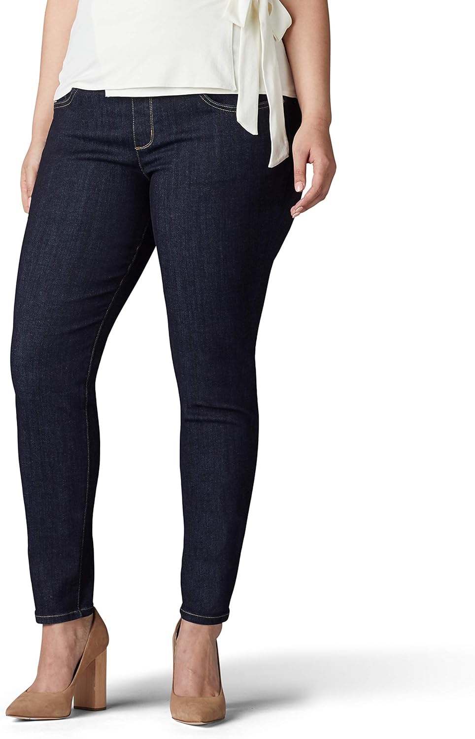 Lee Women's Plus Size Sculpting Slim Fit Skinny Leg Pull on Jean