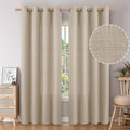 Faux Linen Curtains 90 in Long Set of 2 Panels - Light Filtering