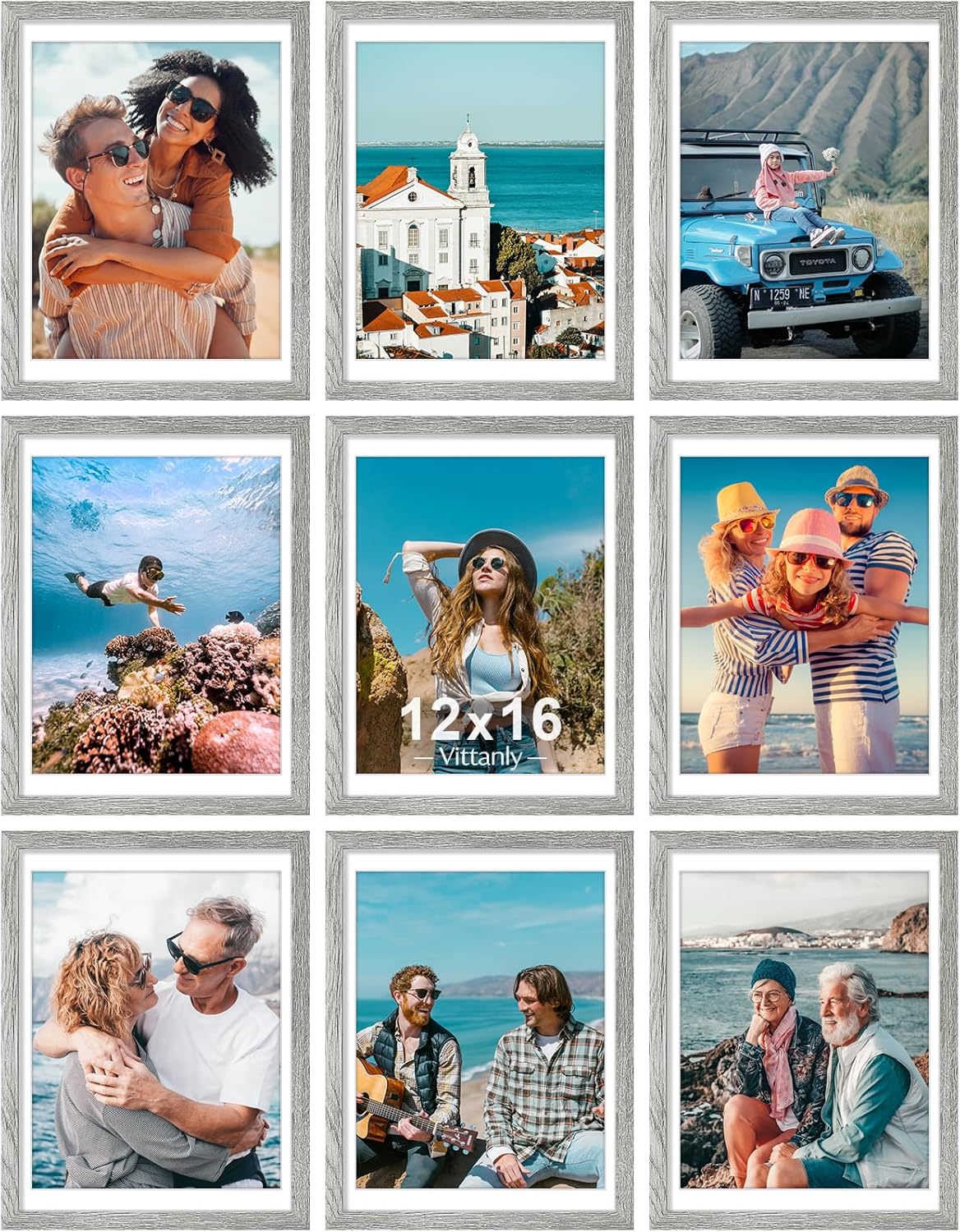 Vittanly 12x16 Picture Frames Set of 9 for Wall Display