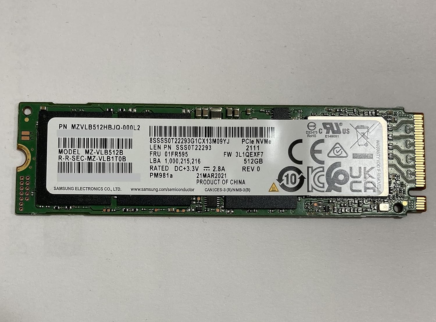 Samsung 512GB PM981a M.2 PCIe SSD for High-Speed Performance