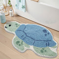 Cute Animal Bathroom Rug Blue Sea Turtle - Plush Absorbent Bath Mat