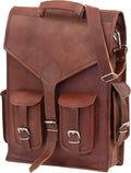 Leather Laptop Backpack Fits Up to 17.3 in - Brown Vintage Classic