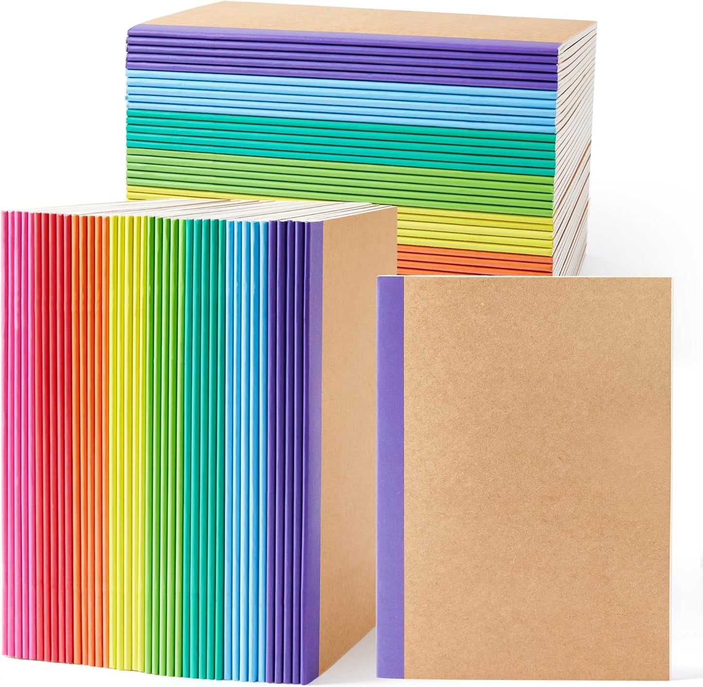 feela 80-Pack College Ruled Journals, Rainbow Spines