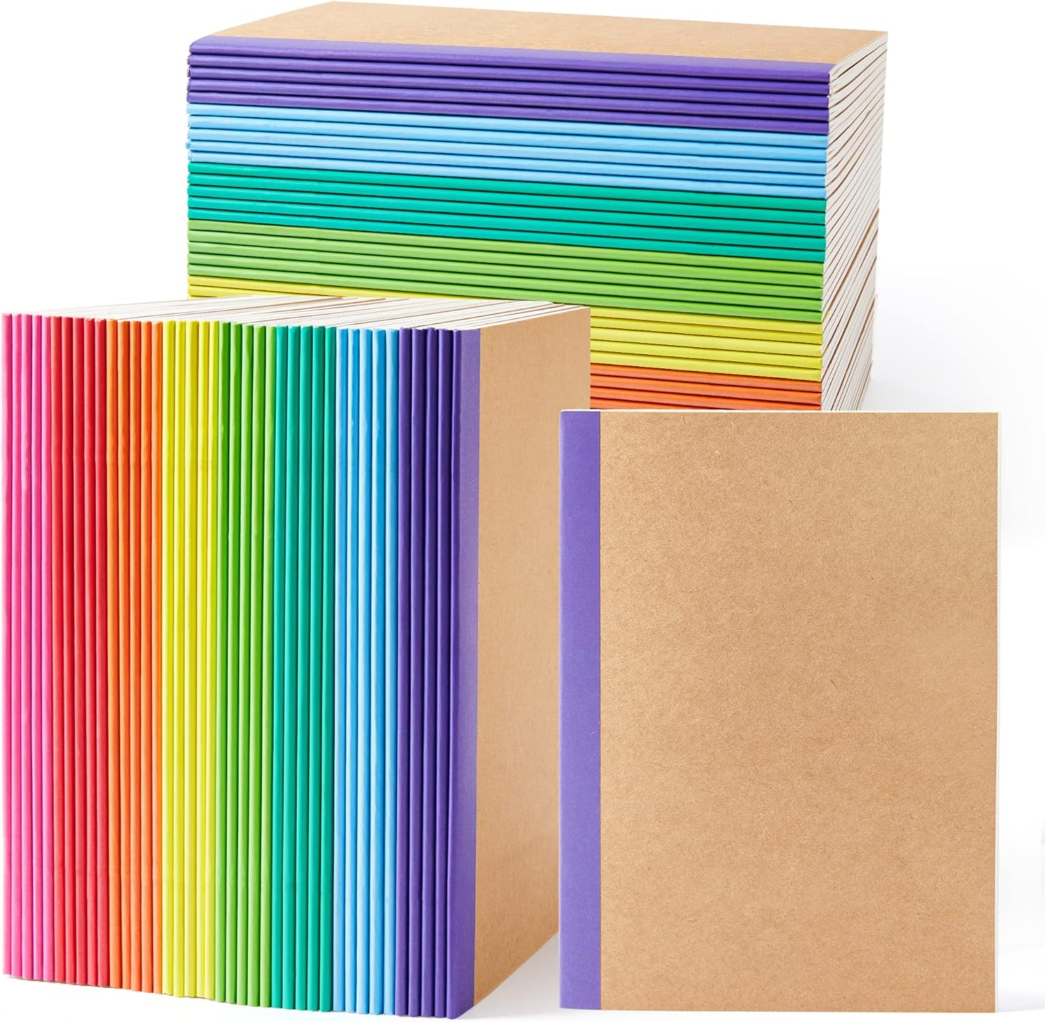 feela 80-Pack College Ruled Journals, Rainbow Spines