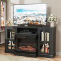 Fireplace TV Stand for TVs up to 65in - 3-Sided Glass Media Console