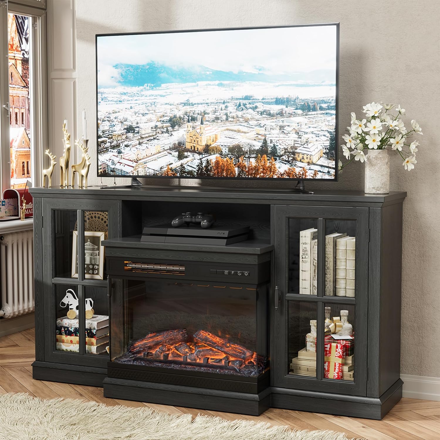 JUMMICO Fireplace TV Stand for TVs Up to 65 Inches - Elegant Design