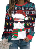 Cute Animal Print Christmas Sweatshirt by SUPEYA