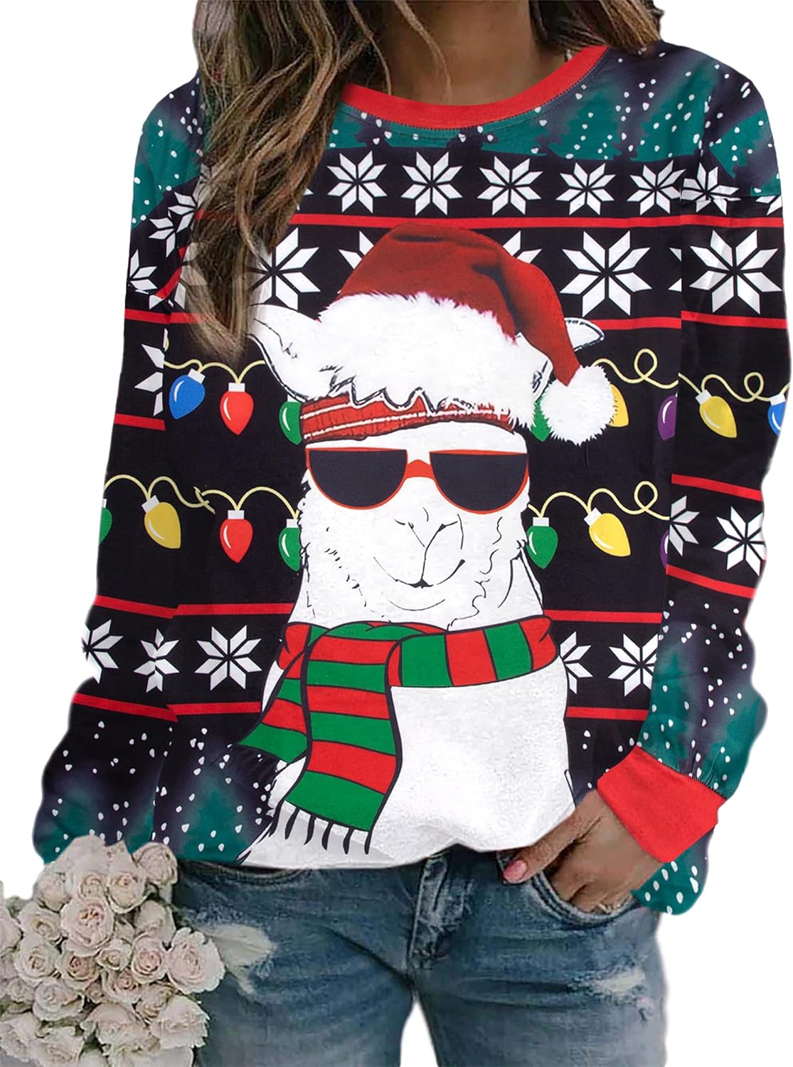 Cute Animal Print Christmas Sweatshirt by SUPEYA